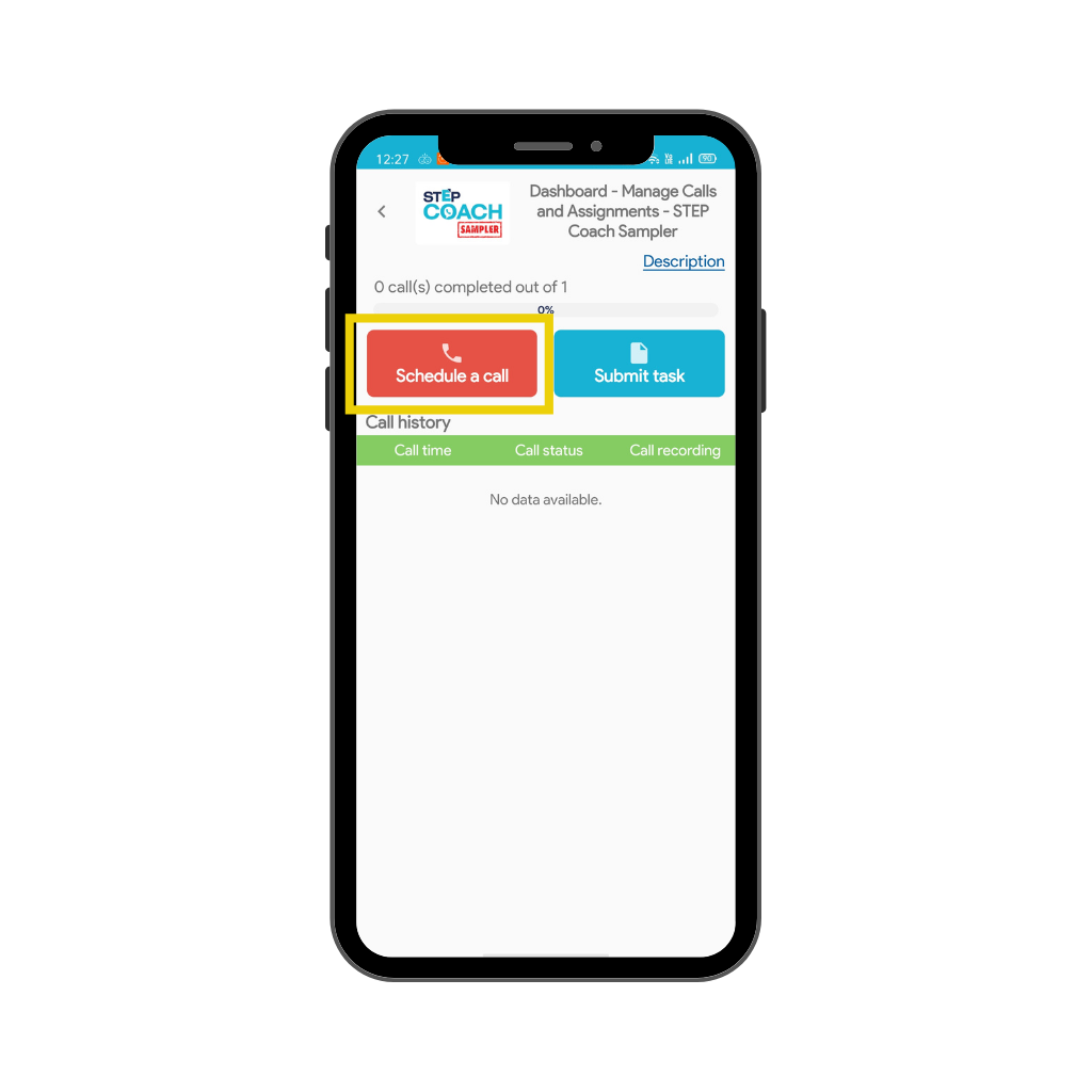 Schedule call screenshot